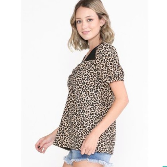 New!  Cute leopard print top!  Size small-large. Short sleeve top. - Picture 3 of 3